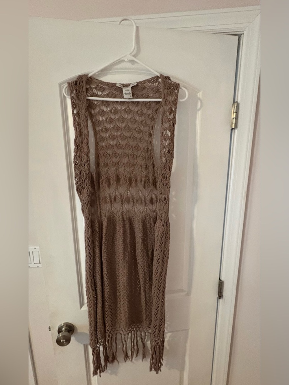 American Rag Taupe Crochet Cardigan
